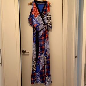 Long wrap dress with belt